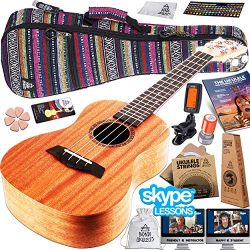 Ukulele Starter Kit (15-FREE-Bonuses) Mahogany Uke, Compression Sponge Case, Aquila Strings, Fel ...