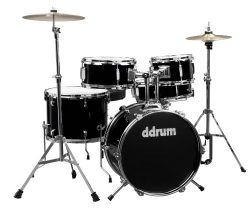 ddrum D1 Junior Complete Drum Set with Cymbals, Midnight Black