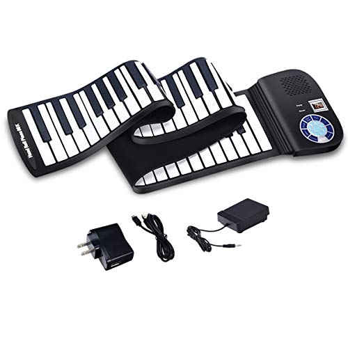 HONEY JOY Roll Up Piano, Electronic Piano Keyboard, Portable Rechargeable Silicon Piano w/Foot P ...