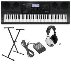 Casio CWK7600 4 pc Ultra-Premium Keyboard Package With Headphones, Stand, Sustain Pedal and Powe ...