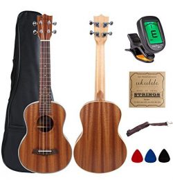 Kulana Deluxe Tenor Ukulele, Mahogany Wood with Binding and Aquila Strings + Gig Bag