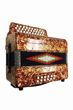 Full Size 31 Button Gold Diatonic Accordion Key of SOL G,C,F, with Hardshell Case and Back Strap ...