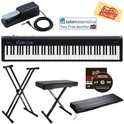 Roland FP-30 Digital Piano – Black Bundle with Roland DP-10 Damper Pedal, Adjustable Stand ...