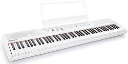 Alesis Recital White 88-Key Beginner Digital Piano with Full-Size Semi-Weighted Keys and Power S ...