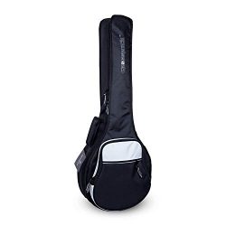 Crossrock 10mm Padding Gig Bag for Open Back & Resonator Banjos, Backpack Straps, Silk Grey( ...