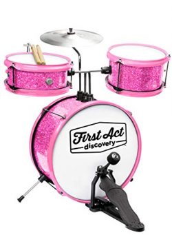 First Act Discovery Drum Set & Seat, Pink Sparkle
