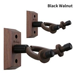 2 Pack Guitar Wall Mount, Neboic Hard Wood Guitar Wall Hanger, Black Walnut Guitar Hook, Guitar  ...