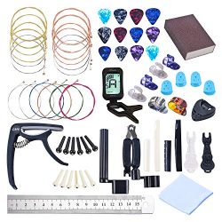 64 PCS Guitar Accessories Kit, Guitar Strings Changing Kit, Guitar Tool Kit Including Acoustic G ...