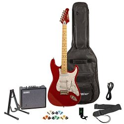 Sawtooth Candy Apple Red Electric Guitar w/Pearl White Pickguard – Includes: Accessories,  ...