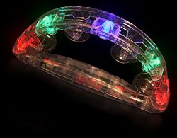 Clear LED Light up Musical Flashing Tambourine