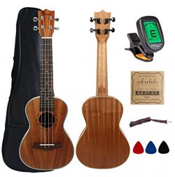 Kulana Deluxe Concert Ukulele, Mahogany Wood with Binding and Aquila Strings + Gig Bag