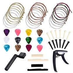 Anvin 48 Pcs Guitar Accessory Kit Acoustic Guitar Changing Tool Includes Guitar Acoustic Strings ...