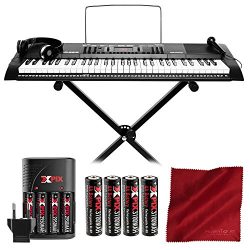 Alesis Melody 61 Portable 61-Key Keyboard with Xpix Rechargeable Battery Kit and Microfiber Clea ...