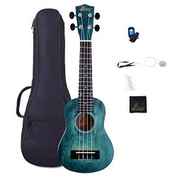 Soprano Vintage Hawaiian Ukulele WINZZ 21-inch with Bag, Tuner, Strap, Extra Strings, Fingerboar ...