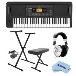 Korg EK-50 Entertainment Keyboard – Bundle With On-Stage KPK6520 Keyboard Stand/Bench Pack ...