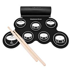 Electronic Drum Set, Portable Electronic Drum Pad – Built-In Speaker (DC Powered) –  ...