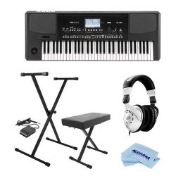 Korg PA300 61 Keys Professional Arranger, 950+ Sounds, USB-MIDI Interface, Bundle With On-Stage  ...