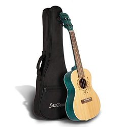 SANDONA Acoustic Electric Concert Ukulele 24 Inch Kit eUKC-141 | Spruce Top Zebrawood Back and S ...