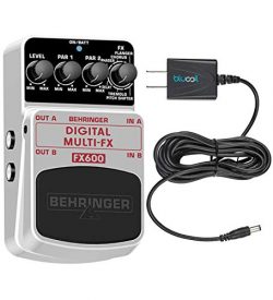 Behringer FX600 Digital Multi-FX Pedal Bundle with Blucoil Power Supply Slim AC/DC Adapter 9V DC ...