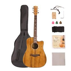 Mugig Steel-String Acoustic Guitar Bundle 41Inch with Gig Bag, Tuner, Strings, Strap, Picks for  ...