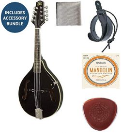 Rogue RM-100A A-Style Mandolin Black Bundle With Planet Waves Mandolin Strap+D’Addario EJ7 ...