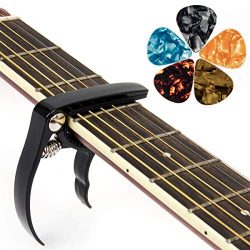 Guitar Capo Guitar Accessories Trigger Capo with 6 Free Guitar Picks for Acoustic and Electric G ...