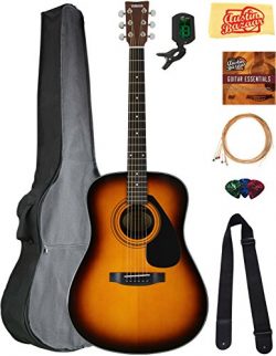 Yamaha F325D Dreadnought Acoustic Guitar – Tobacco Sunburst Bundle with Gig Bag, Tuner, St ...