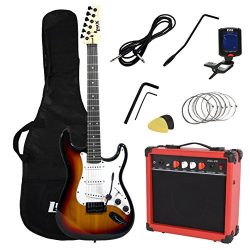 LyxPro Full Size Electric Guitar with 20w Amp, Package Includes All Accessories, Digital Tuner,  ...