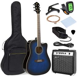 Best Choice Products 41in Full Size All-Wood Acoustic Electric Cutaway Guitar Musical Instrument ...