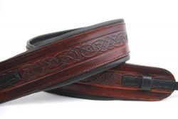 Uk Made Celtic Brown Leather Padded Banjo Strap