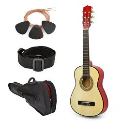 NEW! 30″ Left Handed Natural Wood Guitar With Case and Accessories for Kids/Boys/Beginners