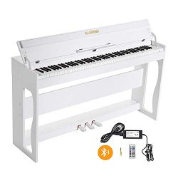 LAGRIMA White Digital Piano/Keyboard with 88 Weighted Keys, Bluetooth & MP3 Function, USB/MI ...