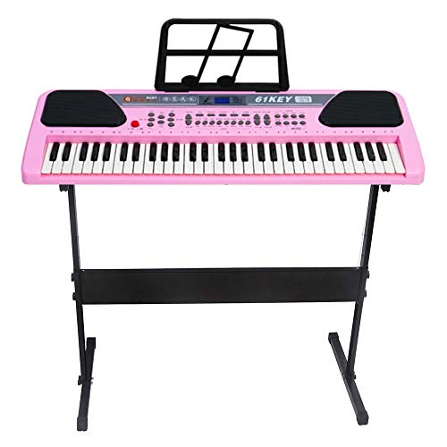 iMeshbean 61 Key Music Electronic Keyboard Electric Digital Piano Organ w/Stand Optional (Pink k ...