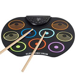 Irokimusic Flexible, Completely Portable Electronic Drum Set, Roll Up Drum Practice Pad with Hea ...