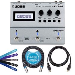 BOSS VE-500 Vocal Performer Multi-Effects Pedal Bundle with Blucoil 5-Ft MIDI Cable, 10-Ft Balan ...