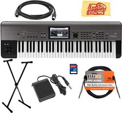 Korg KROME-EX 61-Key Music Workstation Keyboard & Synthesizer Bundle with Keyboard Stand, SD ...