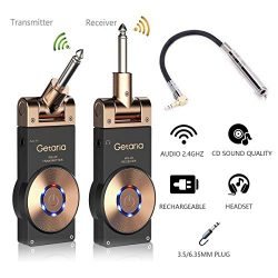 Getaria Wireless Guitar System Rechargeable Digital Transmitter Receiver Set for Electric Guitar ...