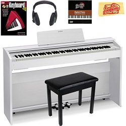 Casio Privia PX-870 Digital Piano – White Bundle with Furniture Bench, Headphones, Instruc ...