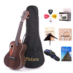 Paisen Rosewood 23 inch Hawaii Ukulele Professional Concert Ukulele with Tuner, Capo, Trim Folde ...