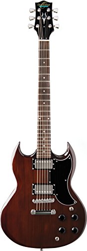 Oscar Schmidt 6 String SG Style Double Cutaway Electric Guitar. Walnut (OS-50-WA-A)