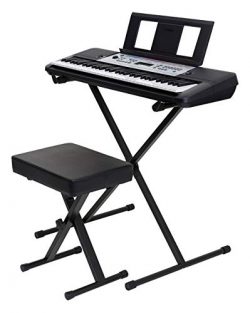 Yamaha YPT260 61-Key Portable Keyboard Bundle with Stand, Bench and Power Supply (Renewed)