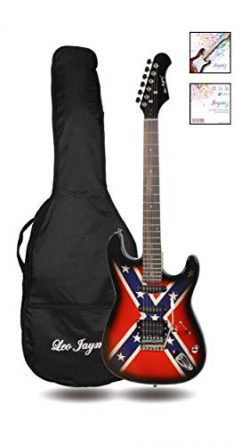 39″ Full Size ST Style Electric Guitar – Red and Blue Star Stripe Sticker Graphic De ...