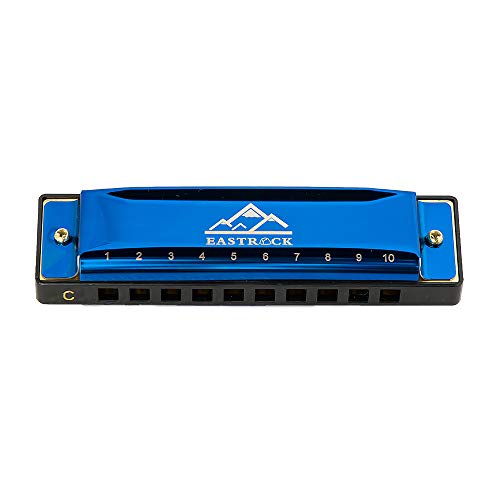 EastRock Blues Harmonica Mouth Organ 10 Hole C Key with Case, Diatonic Harmonica for Professiona ...