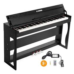 LAGRIMA 88 Key Weighted Digital Piano w/Bluetooth&MP3 Function, USB/MIDI/Headphone/Audio Out ...