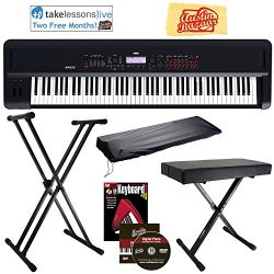 Korg KROSS 2 Synthesizer Workstation Bundle with Adjustable Bench, Stand, Dust Cover, Instructio ...