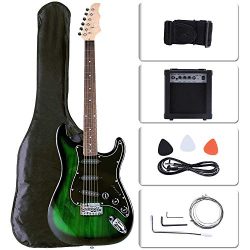 LAGRIMA Full Size 39 inch Electric Guitar Beginner Kit with 15w Amp, Tuner, Strings, Picks, Shou ...