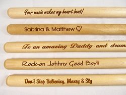 Personalized Custom Laser Engraved Pair Wooden Drumsticks – Drum Sticks Wood Tips, Gift fo ...