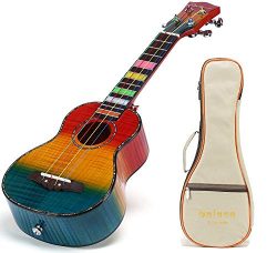 Balnna Hawaiian Concert Wooden Ukulele 23 inch Maple Daily Traditional Learn to Play,Color Strin ...