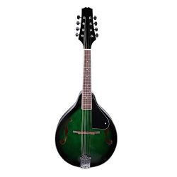 Mandolin, 22 Fret Wood 8-String Mandolin with Carry Storage Bag, Green