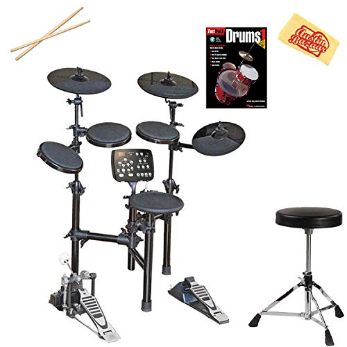 Vault HD005 8-Piece Electronic Drum Kit Bundle with Throne, Sticks, Instructional Book, and Aust ...